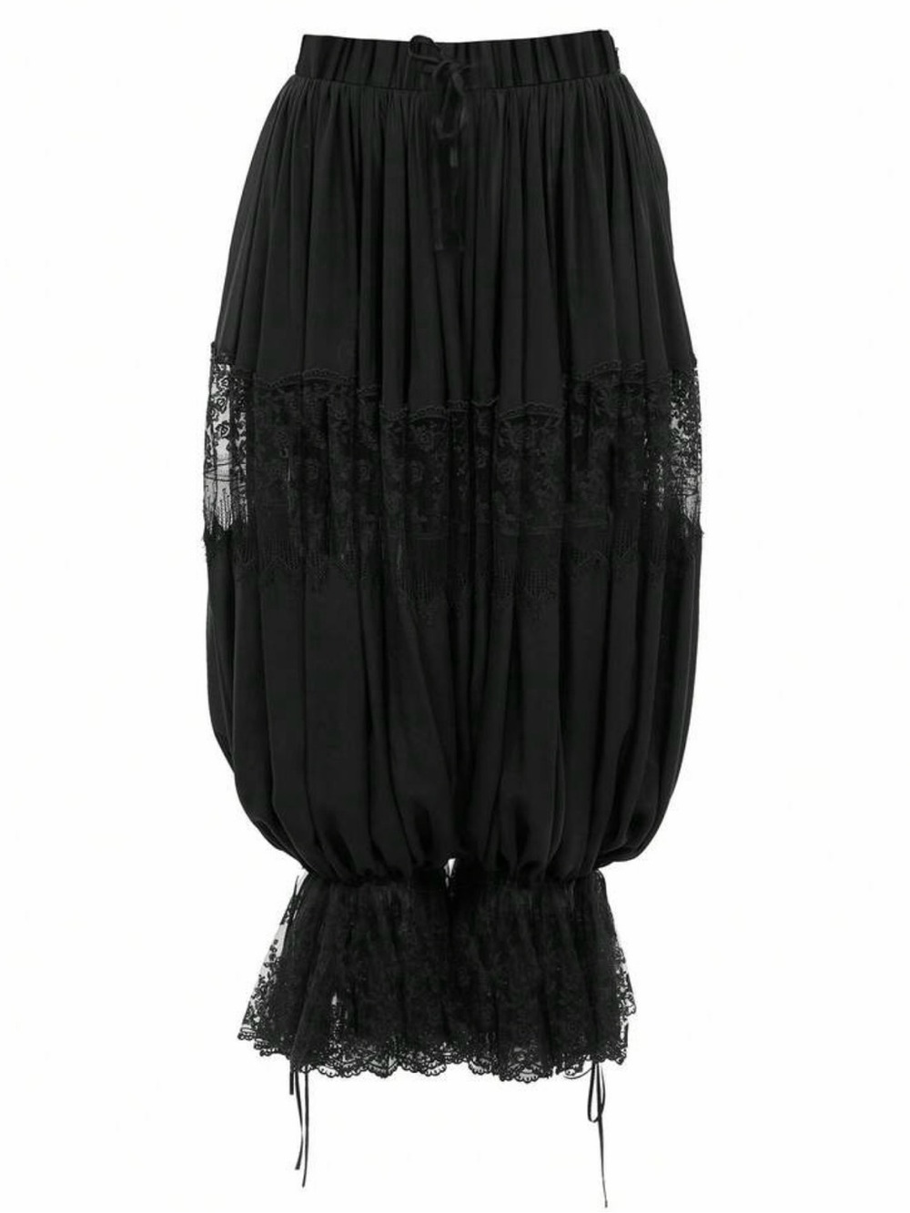 Black Sheer Lace Wide-Leg Harem Pants - Picture 4 of 4